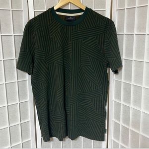 Scotch & Soda Green Geo-Stripe Pattern Short Sleeve Tee Large
